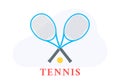 Tennis logo design or icon with two crossed rackets and tennis ball. Vector illustration Royalty Free Stock Photo